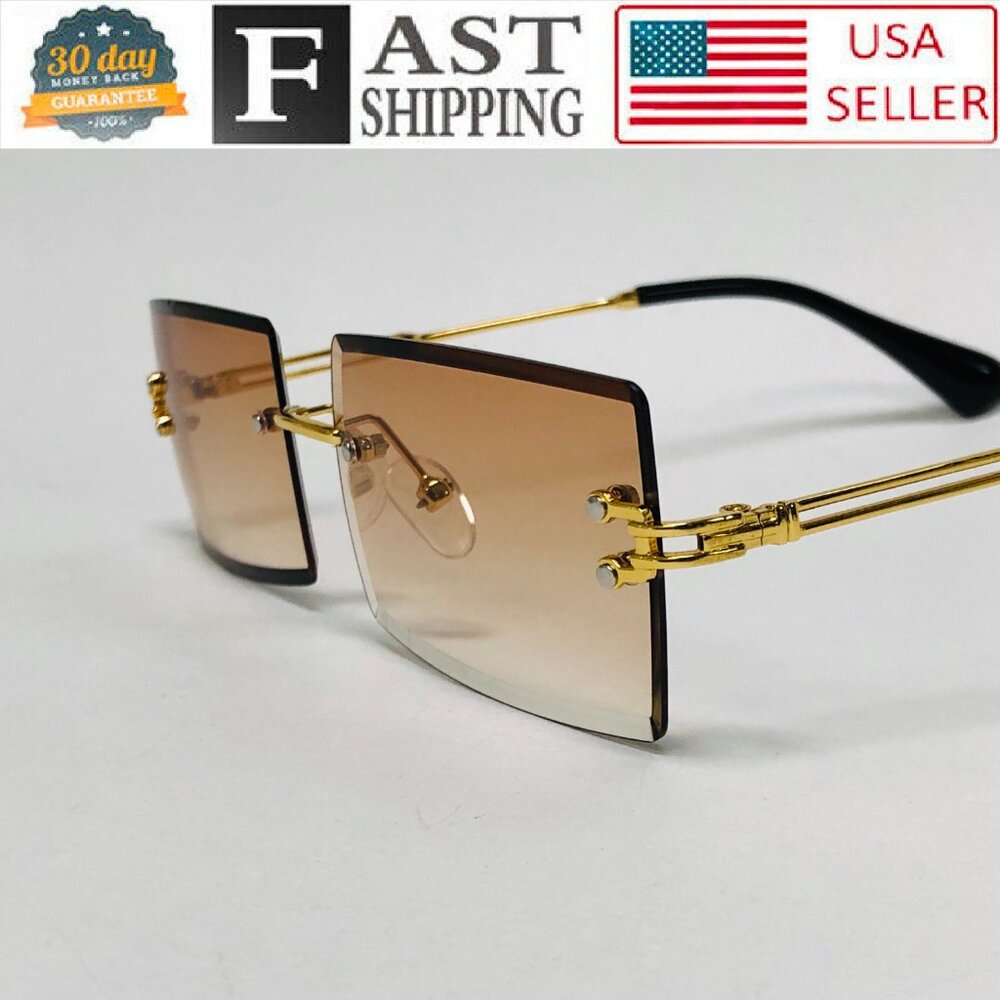 Men Sunglasses Brown Lens Square Small‎ Frame Street Wear Light Weight UV400 New